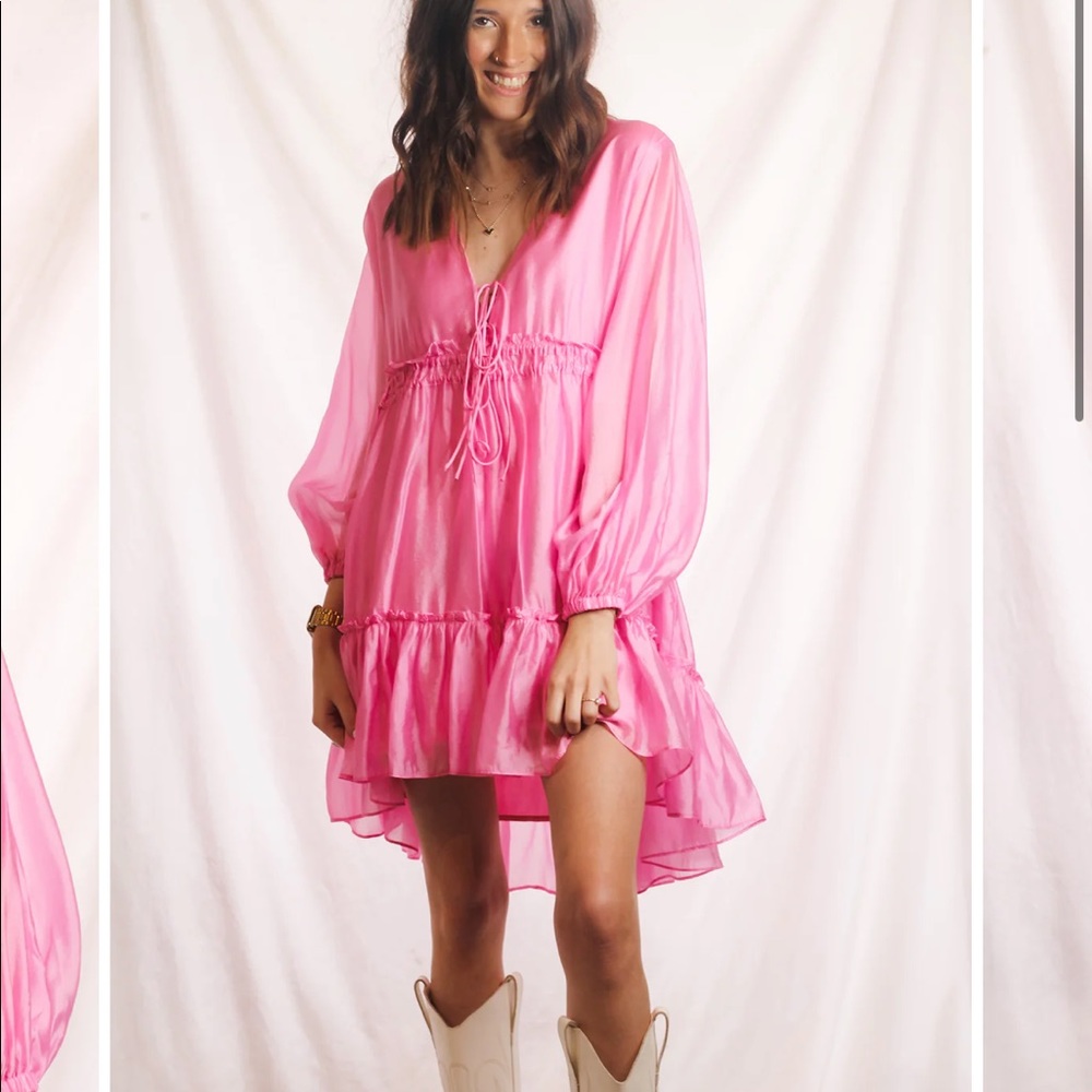 Ruched waist shimmer dress
